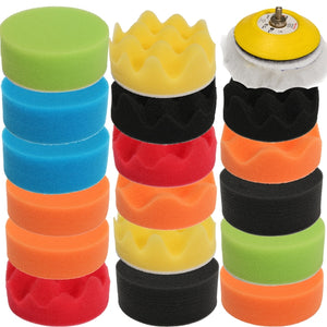 18pcs Car Polisher Flat Sponge Buffing Polishing Pad Kit Set