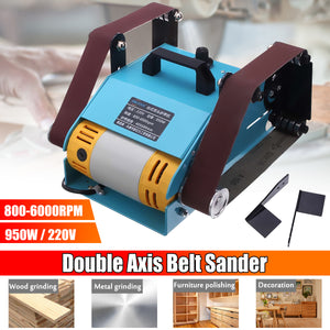 950W 220V Double Shaft Belt Sander Multi-function Bench Electric Polisher