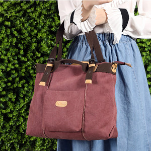 KVKY Canvas Tote Handbags Vintage Front Pockets Shoulder Crossbody Bags