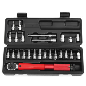 25Pcs Bicycle Bike Torque Wrench 1/4 Inch Torque Wrench Socket Set Kit 2-24Nm