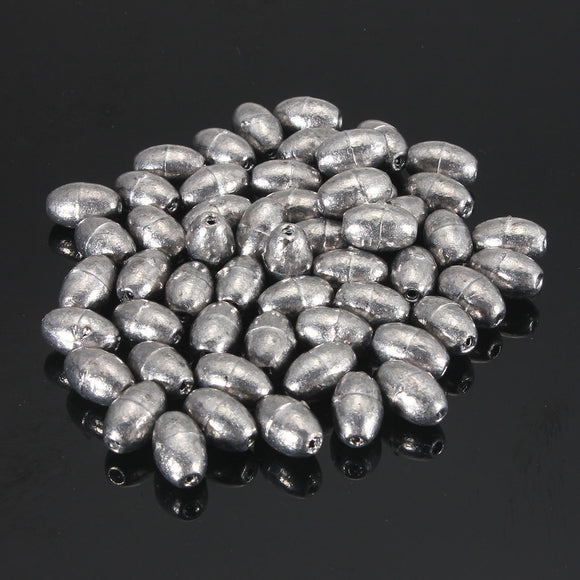 50pcs Metal Olive Shape Leads Sinkers Fishing Sinker Pure Lead Making Sea Fishing Sinker Tackle