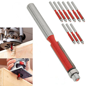 10pcs 1/4 Inch End Dual Flute Wood Edge Flush Trim Router Bit Bearing Cutter