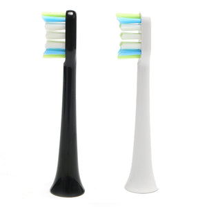 2Pcs ToothBrush Head White & Black for Loskii PA-213 Ultrasonic Vibration Electric Toothbrush