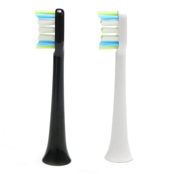 2Pcs ToothBrush Head White & Black for Loskii PA-213 Ultrasonic Vibration Electric Toothbrush