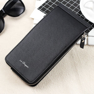 High Quality PU Leather Zipper Around Long Wallet Handbag Card Holder Coin Purse for Men and Women