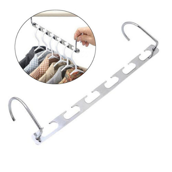 6 Holes Stainless Steel Clothes Rack 2 Hook Clothing Holder Shelf Wall Mounted Hanger