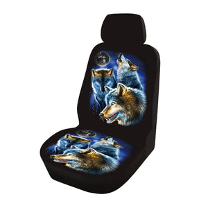 5 Seat Universal Wolf Animal Print Front/Full Car Seat Cover Protectors Covers