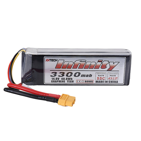 AHTECH Infinity 14.8V 3300mAh 55C 4S Lipo Battery XT60 Plug for RC Racing Drone