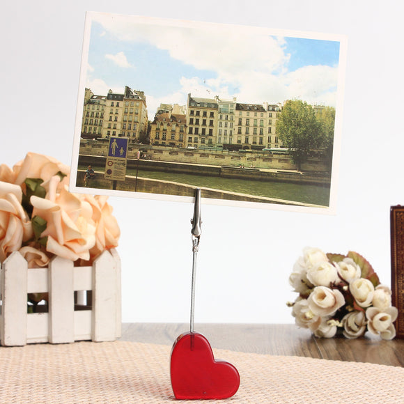 3Pcs Red Heart Pictures Resin Alligator Clip Card Stand Photo Card Holder Memo Paper Message Clip