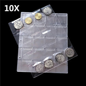 10pcs Classic Punched Pages 20 Pockets 40mm Coin Holder Collection Album Case