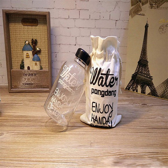 Creative 1L High Capacity Water Glass Drinkware Transparent  Water Bottle with a Bag