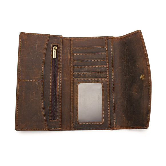 Men Genuine Leather Wallet Horsehide Card Holder Pocket Simple Purse