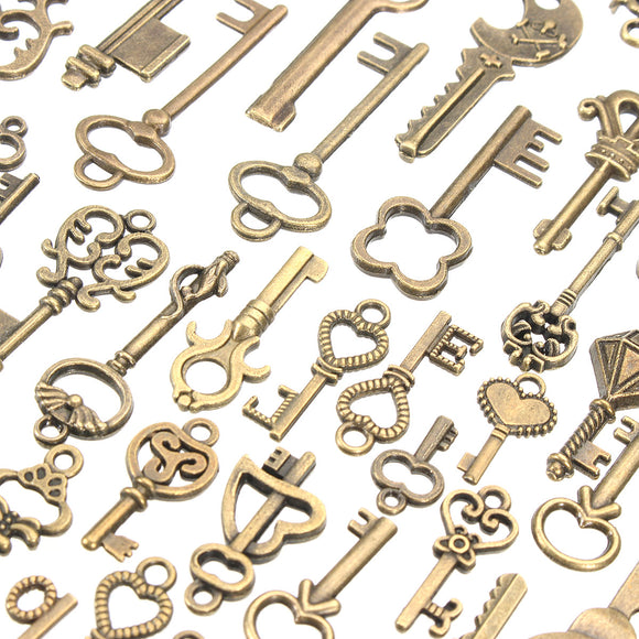 125Pcs Vintage Bronze Key For Pendant Necklace Bracelet DIY Handmade Accessories Decoration