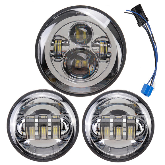 7 inch LED Projector Headlight with 4.5 inch Auxiliary Passing Lights For Harley Touring Chrome