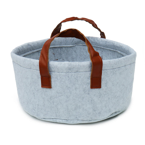 Grey Felt Storage Baskets Bin with Handle Bedroom Closet Clothing Toy Storage