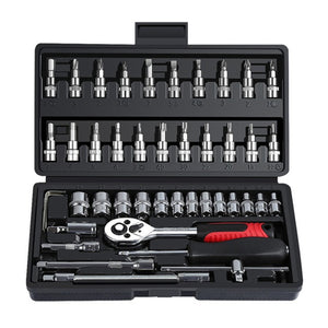 46PCS Universal Car Repair Tool Ratchet Set Torque Wrench Combination Bit A Set Of Keys Multifunction DIY Toos