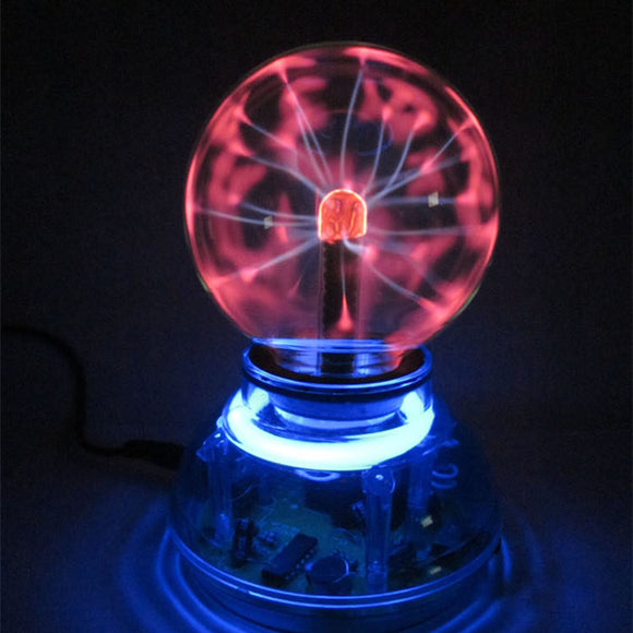 3 Inches USB Cable Plasma Ball Sphere Lightning Light Magic Crystal Lamp Globe Laptop Blue Base
