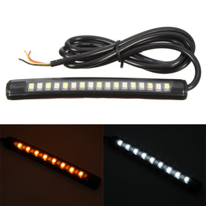 17LED Motorcycle Flexible Light Strip License Plate Turn Signal Amber White Lamp