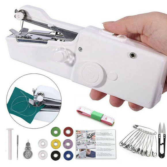 Mini Portable Sewing Machine Handheld Cordless Quick Clothes Stitch For Home Travel