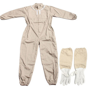 Pure Cotton Beekeeping Suit Bee Suit Heavy Duty Space Suit Leather Ventilated Bee Keeping Gloves