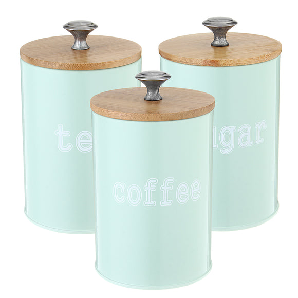 3Pcs Tea Sugar Coffee Canisters Storage Jars Kitchen Spice Container Empty Jar