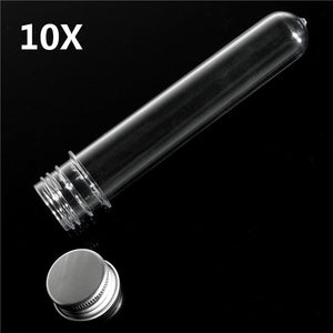 10Pcs 40ml Lab Test Tubes Liquid Holder with Metal Screw Caps Stoppers Round Bottom