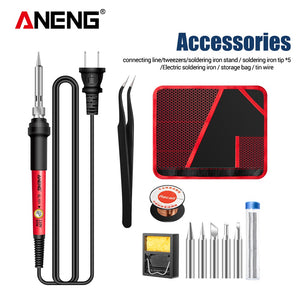 ANENG SL101 12PCS 60W 110V/220V Electric Soldering Iron Kit Temperature Adjustable with Replaceable Welding Head Electronic Repair Tools