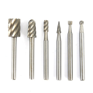 Doersupp 6Pcs 1/8 Inch Shank Milling Rotary File Burrs Bit Set Woodworking Carving Tools