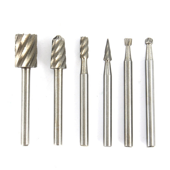 Doersupp 6Pcs 1/8 Inch Shank Milling Rotary File Burrs Bit Set Woodworking Carving Tools