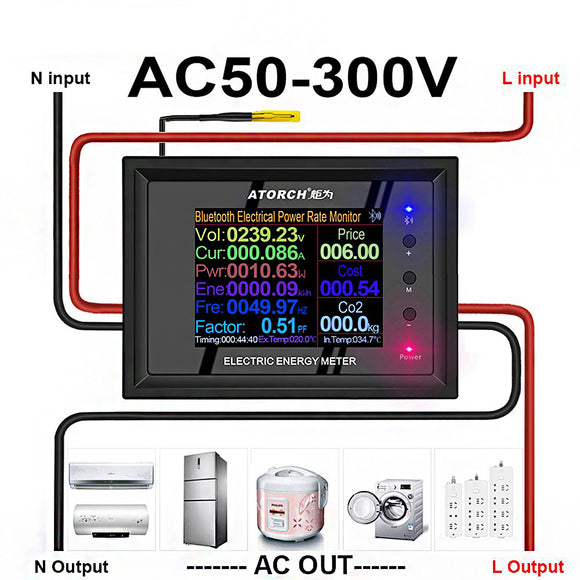 APP Control AC Meter AC30-500V 30A Digital Voltage Power Energy Voltmeter Ammeter Current Amps Volt Wattmeter Tester Detector