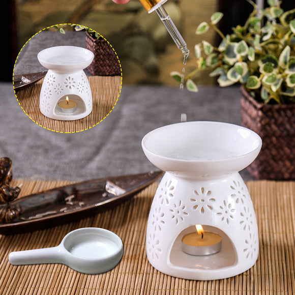 Ceramic Wax Melt Warmer/Oil Incense Burner Daisy Cut-Out Design Incense Holder