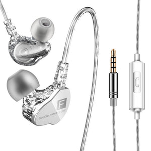 QKZ CK9 3.5mm In-Ear Dual Moving Coil Earbuds HiFi Earphone With Microphone