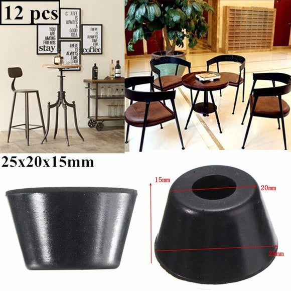 12pcs 25x20x15mm Black Rubber  Protector for Chair Leg Table Crutch Feet Stools Furniture Feet