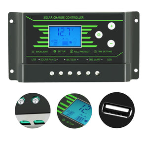 PWM Solar Controller 10A 12V 24V Auto PV Solar Charge Controller Dual 5V USB Battery Regulator