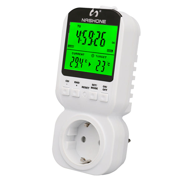 Multi-function LCD Display EU Plug Thermostat Timer Switch Socket Energy Saving