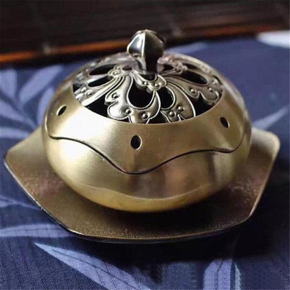 Incense Burner Antique Hibiscus Coil Alloy Holder Gift Craft Home Decoration Buddhist Censer