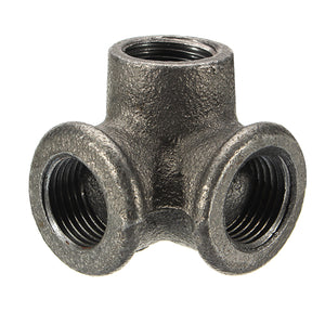 1/2 3/4" 1" 3 Way Pipe Fittings Malleable Iron Black Elbow Tee Female Connector"