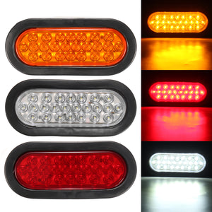 6Inch 12V 24LED Car Oval Rubber Mount Tail Lights Stop Turn Brake Lamp for Truck Trailer Bus