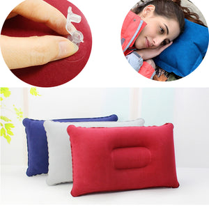 Folding Double Sided Inflatable Pillow Suede Fabric Cushion Camping Home Bedding Decor