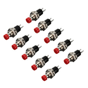 10Pcs DC 50V 0.5A Red Knob Momentary Push Button Switch