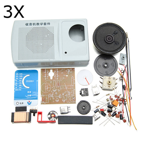 3Pcs DIY ZX2051 Type IC FM AM Radio Kit Electroinc Learning Set