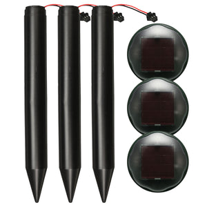 3x Solar Power Ultrasonic Pest Repeller Yard Animal Mouse Mole Rodent Repellent Snake-repelling Device