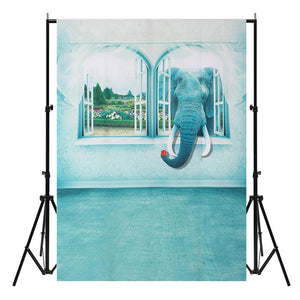 3x5FT 5x7FT 3D Effect Blue Elephant Photography Backdrop Studio Prop Background