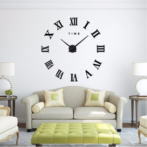 Modern Design DIY Large Decorative 3D Wall Clock Reloj Pared Adhesivo Roman Numerals Mirror Big Clocks Stickers Watches