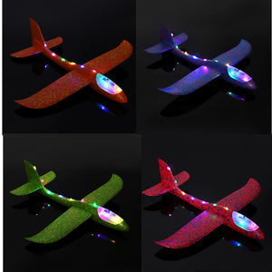 4PCS 19'' Hand Launch Throwing Aircraft Airplane Glider DIY Inertial EPP Plane Toy With LED Light