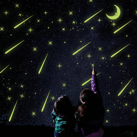 Luminous Meteor Shower Wall Stickers Glow In Darkness Home Room Window Wall Decor