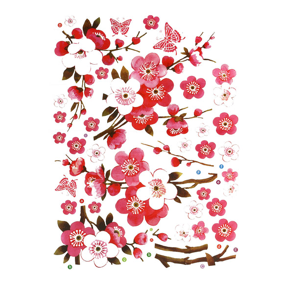 Large Cherry Blossom Flower Butterfly Tree Wall Sticker Art Decal Home Decor