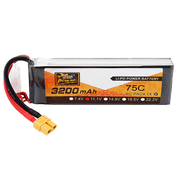 ZOP Power 11.1V 3200mAh 75C 3S Lipo Battery XT60 Plug for RC Helicopter Car Airplane