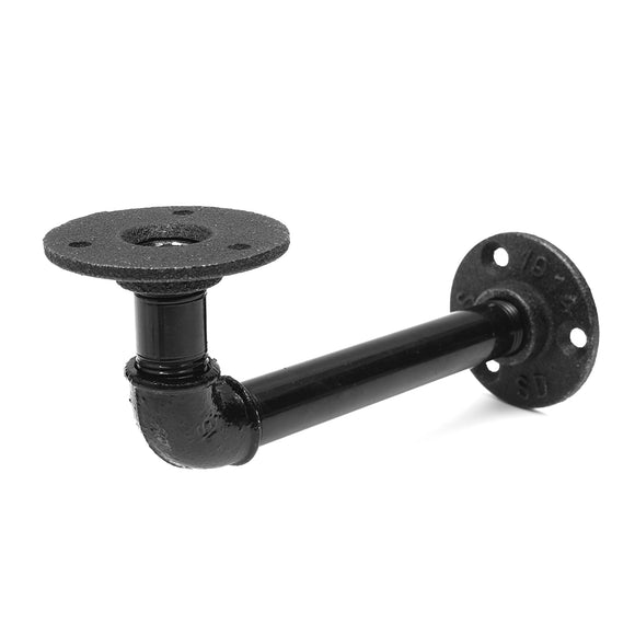 6x16cm Industrial Pipe Shelf Bracket Black Steampunk Pipe with Flange for Home Shop Bath