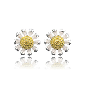 Korean 925 Sterling Silver Small Daisy Flower Ear Stud Earrings